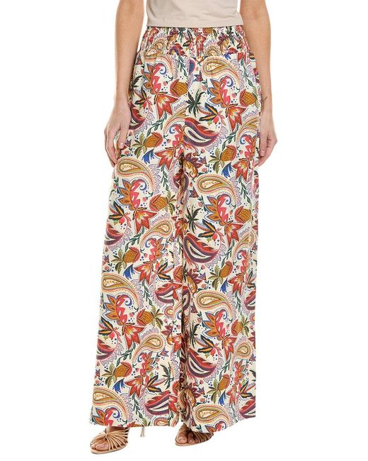 Boden Multicolor Linen Shirred Waist Trouser