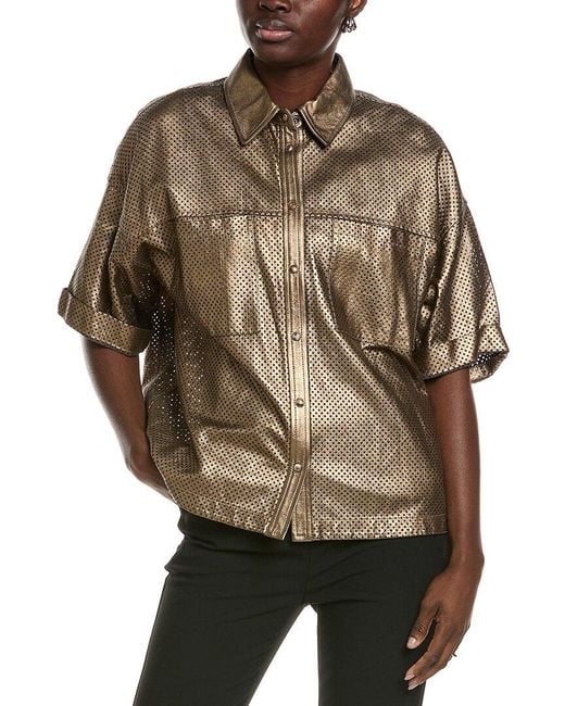Brunello Cucinelli Brown Leather Shirt