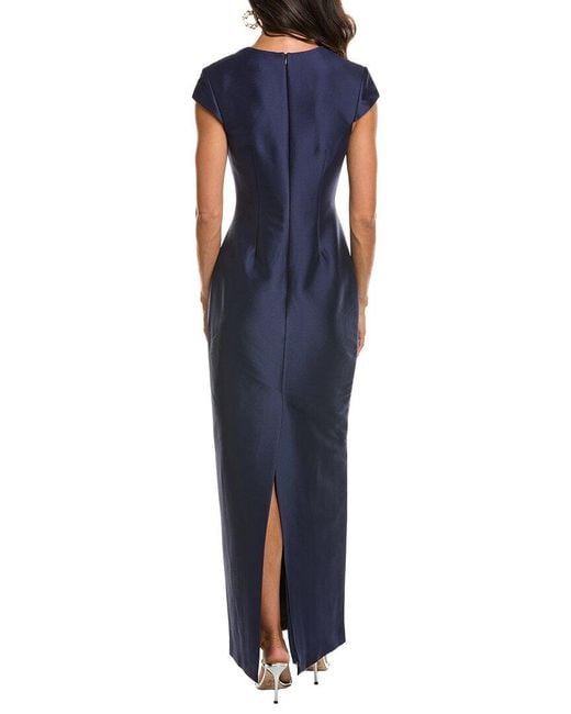 Badgley Mischka Blue Cap Sleeve Gown