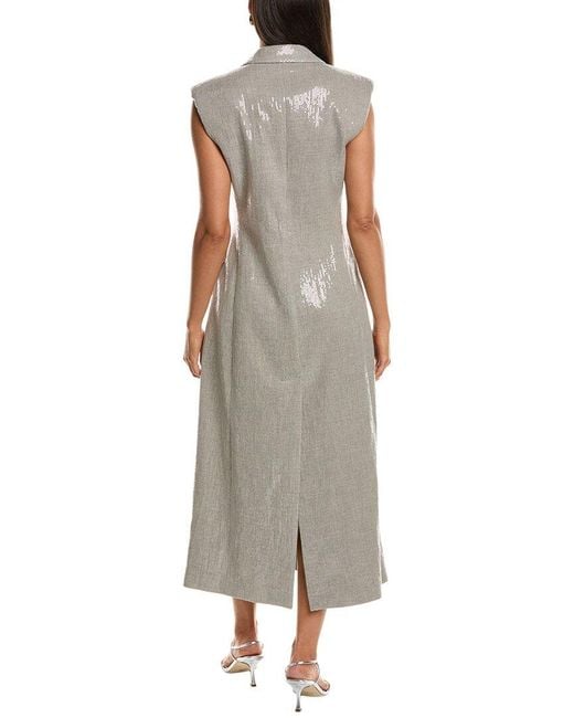 Brunello Cucinelli Multicolor Sequin Linen-blend Blazer Dress