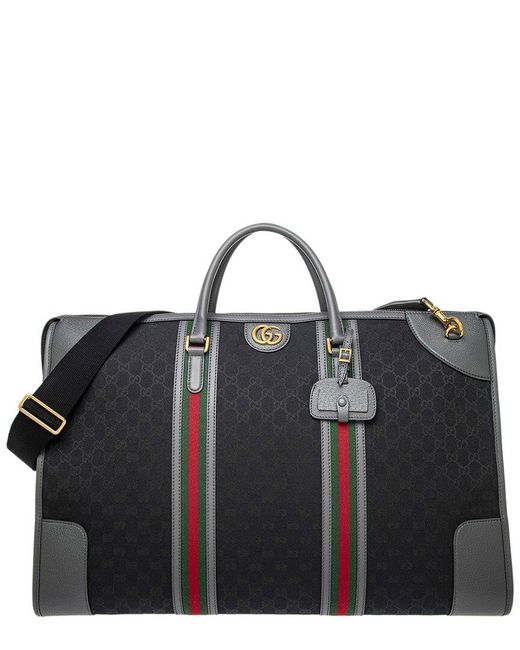 Gucci Black GG Bauletto Canvas & Leather Duffel Bag