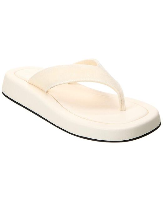 The Row White Ginza Velvet Platform Sandal