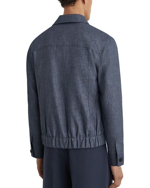 Reiss Blue Lagos Linen Four Pocket S Casual Jacket for men