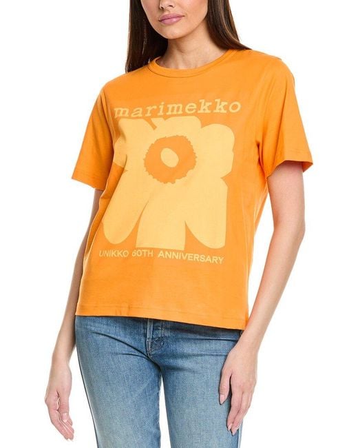 Marimekko Orange Erna Unikko Placement T-Shirt