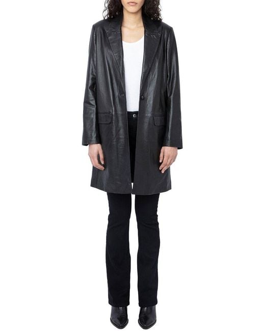 ずっと気になってた Lisse Cuir Monarque Voltaire & Zadig Leather Black in Coat ジャケット・アウター