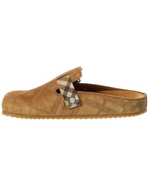 Burberry Brown Check Urchin Suede Mule