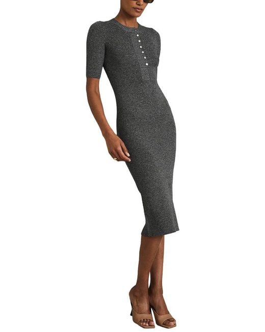Reiss Black Sandy Wool-Blend Dress