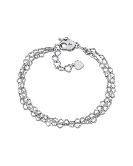 Italian Silver Metallic Double Strand Bracelet