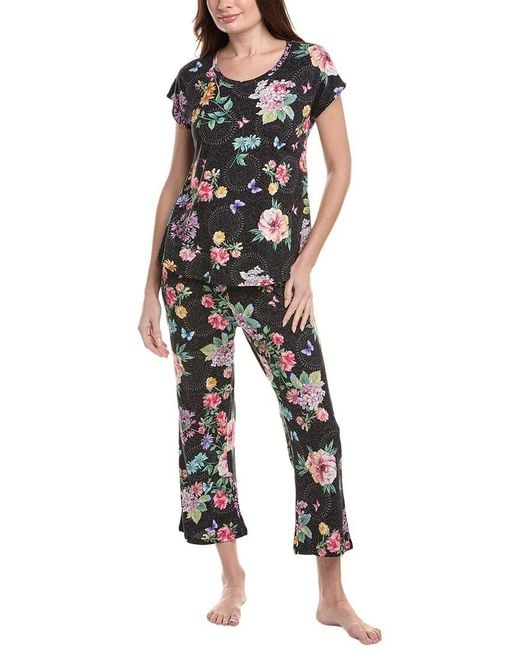 Johnny Was Black The Bobbie 2Pc Crop Pajama Set