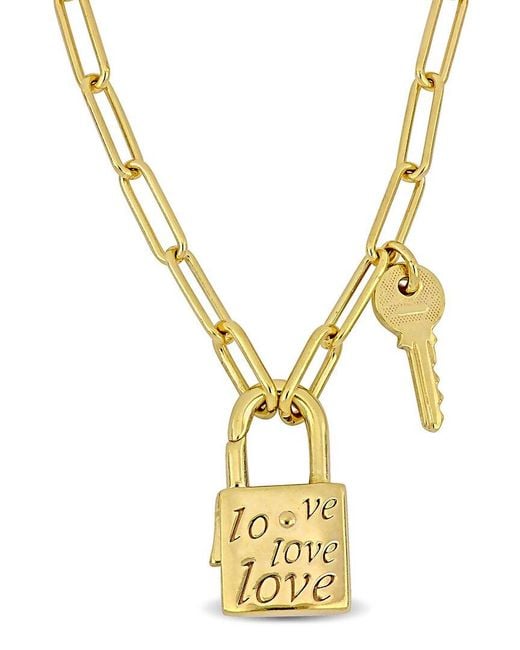 Italian Silver Metallic Lock & Key Necklace