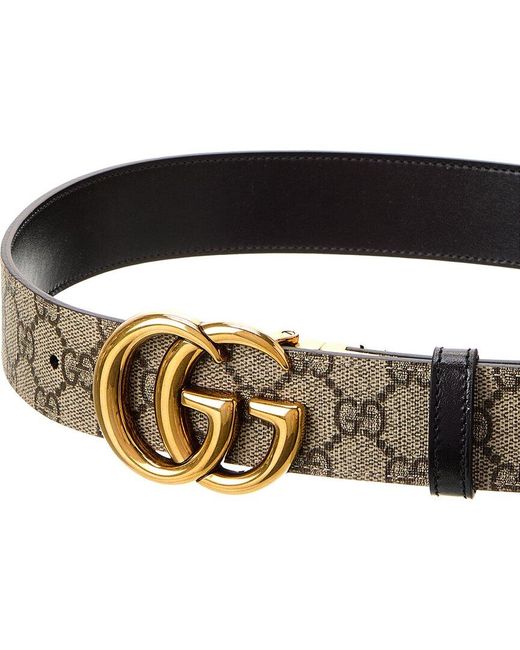 Gucci Black GG Marmont Reversible GG Supreme Canvas & Leather Belt