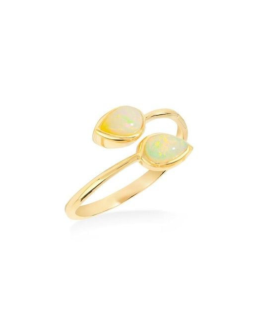 TIRAMISU White 14K Over 1.03 Ct. Tw. Ethiopian Opal Bypass Ring
