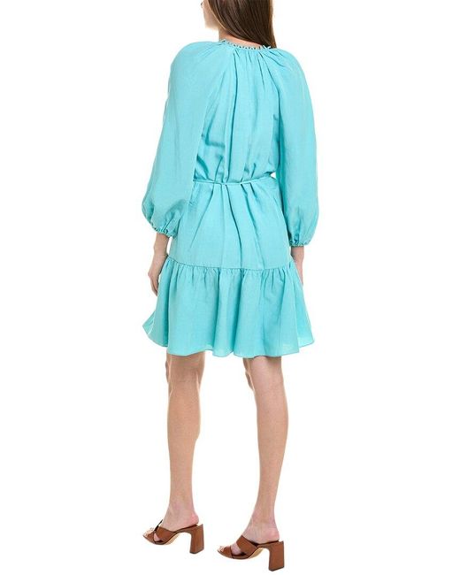 Kobi Halperin Blue Ruby Linen-blend Mini Dress