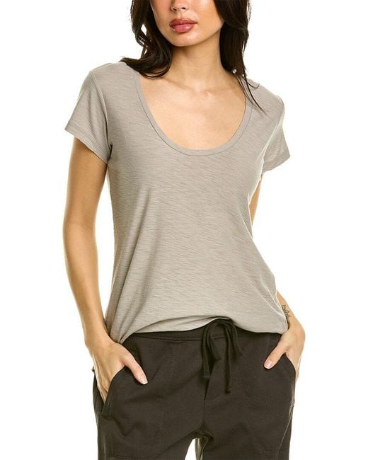 James Perse Gray Deep V-neck T-shirt