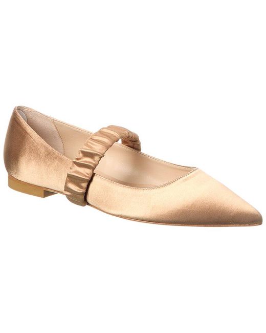 Stuart Weitzman Natural Maxine Satin Ballet Flat