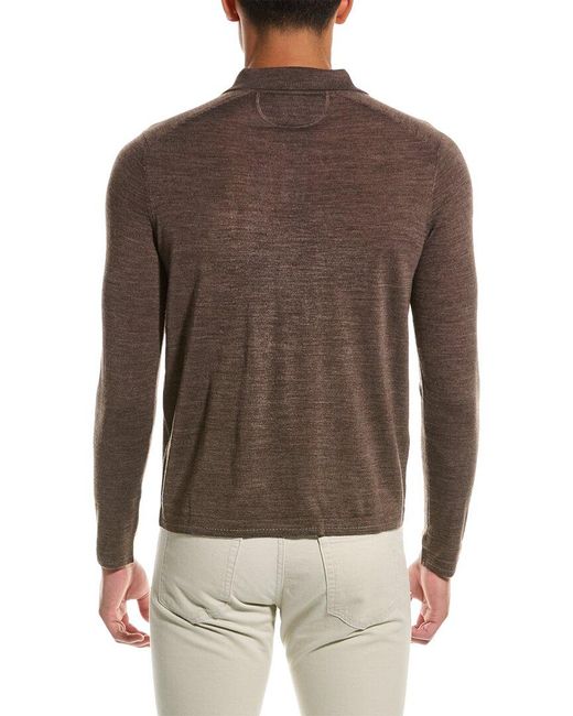 Raffi Brown Trim Detail Wool-blend Polo Sweater for men