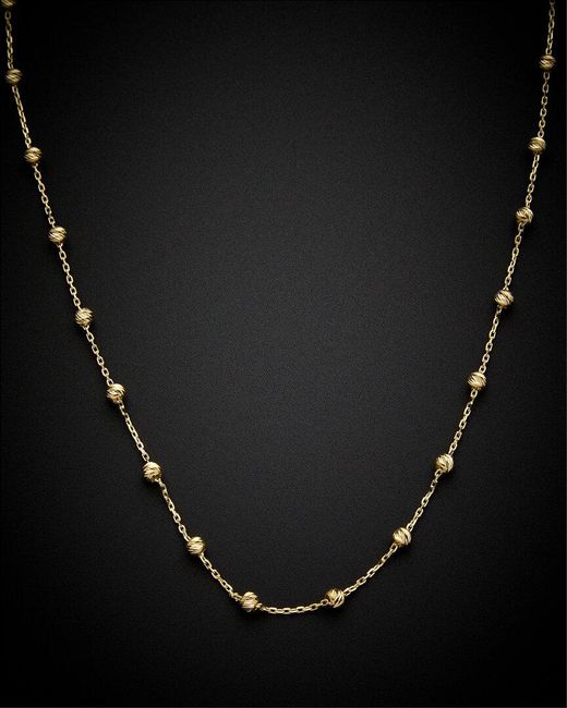 Italian Gold Black 14k Bead Station Necklace