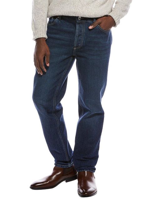 Brunello Cucinelli Blue Dark Wash Traditional Fit Jean for men