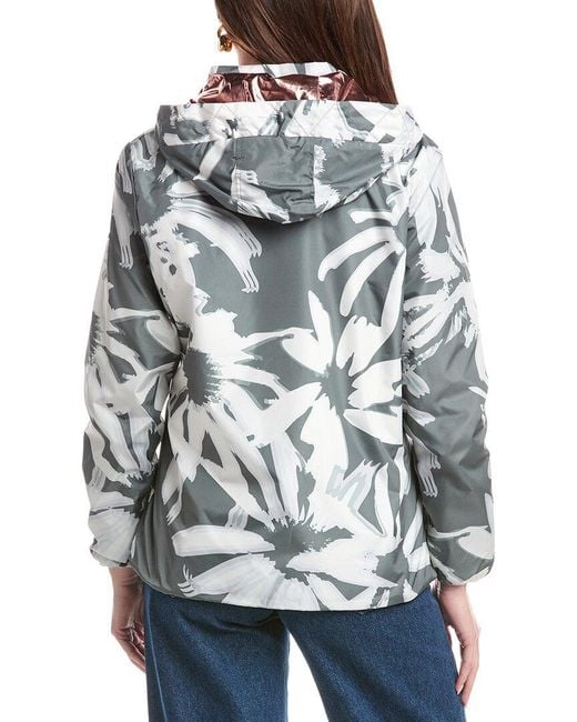 Nicole Miller Gray Floral Windbreaker