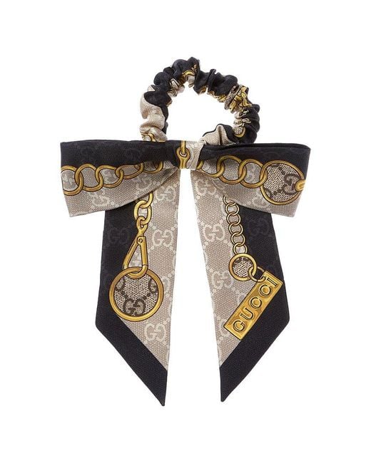 Gucci White Gg Chain Silk Scrunchie
