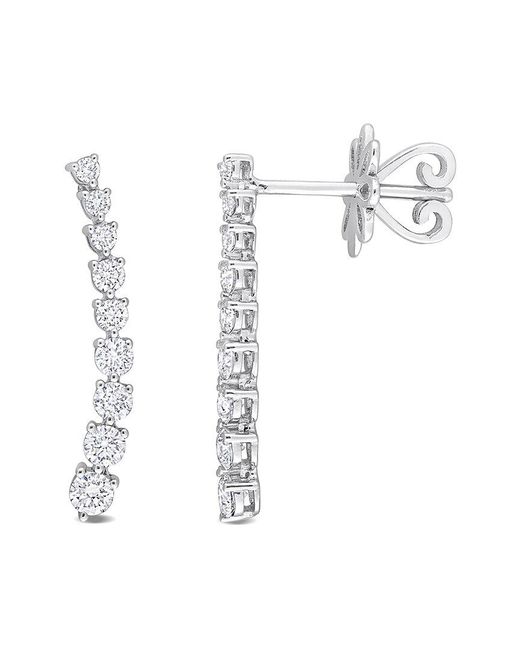 Rina Limor White 14k 0.61 Ct. Tw. Diamond Curved Line Earrings