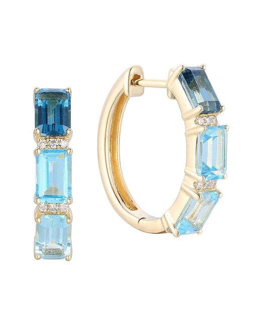 Gregg Ruth Blue 14K 4.49 Ct. Tw. Diamond & Gemstone Huggie Earring