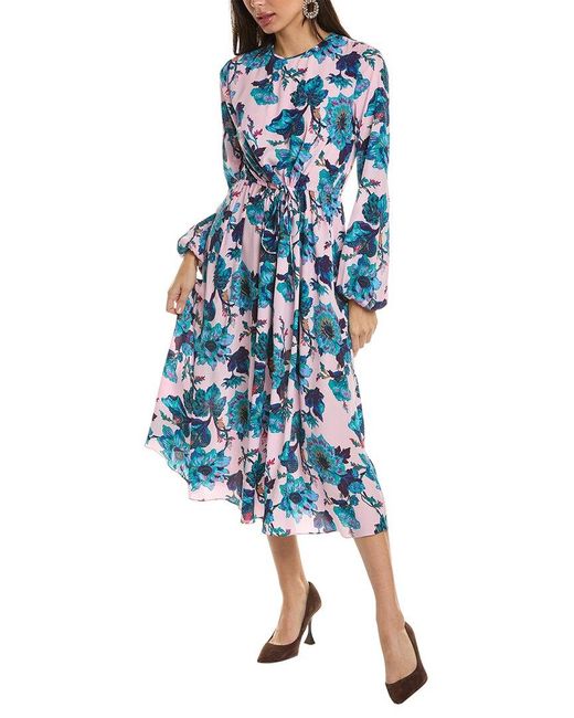 Diane von Furstenberg Blue Sydney Silk-blend Midi Dress