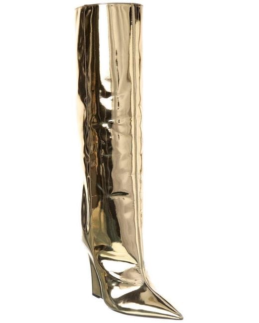 Jimmy Choo Metallic Dnu Pack Blake 110 Leather Wedge Knee-High Boot