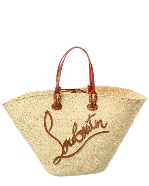 Christian Louboutin Natural Cabata Large Raffia & Leather Basket Tote