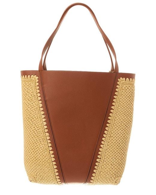 Chloé Brown Raffia & Leather Tote