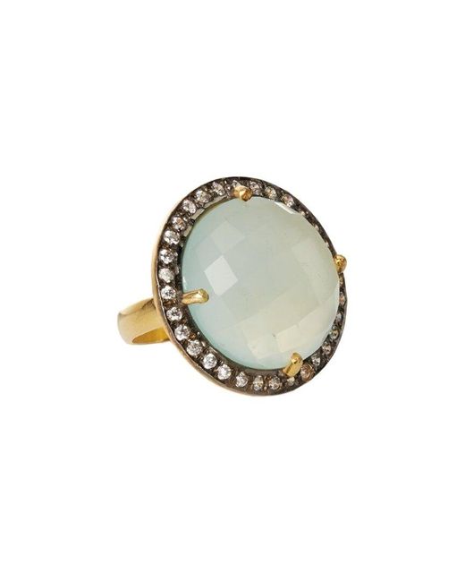 Liv Oliver Metallic 18K 19.20 Ct. Tw. Chalcedony Cz Ring