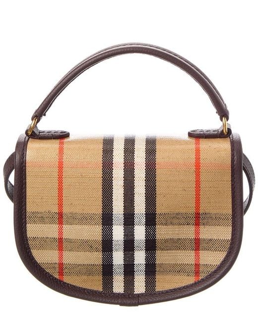 Burberry White Highlands Mini Coated Canvas & Leather Shoulder Bag