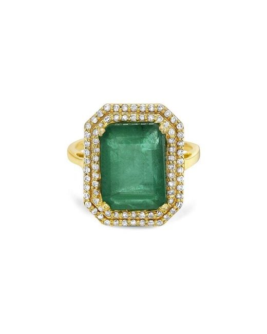 Forever Creations USA Inc. Green Forever Creations 14K.20 Ct. Tw. Diamond & Emerald Halo Ring