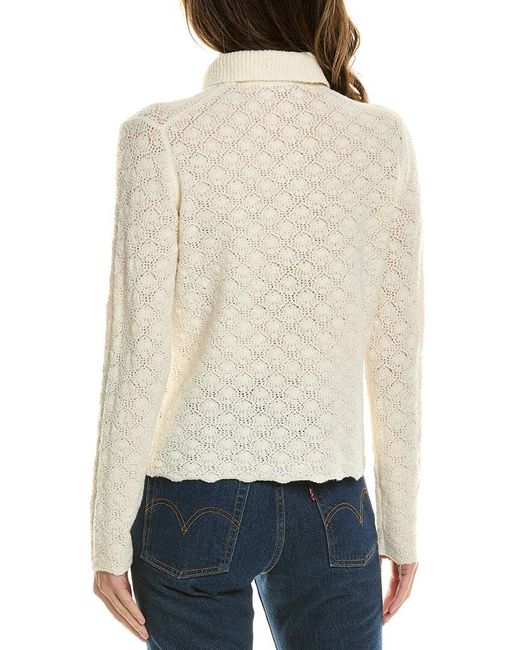 Vince Natural Lace Stitch Polo Wool & Cashmere-blend Sweater