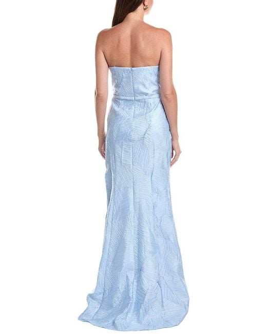 Rene Ruiz Blue Jacquard Column Dress