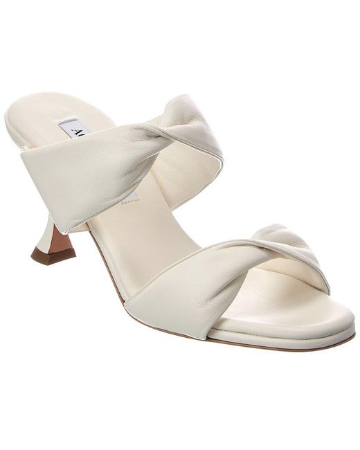 Aquazzura White Twist 75 Leather Sandal