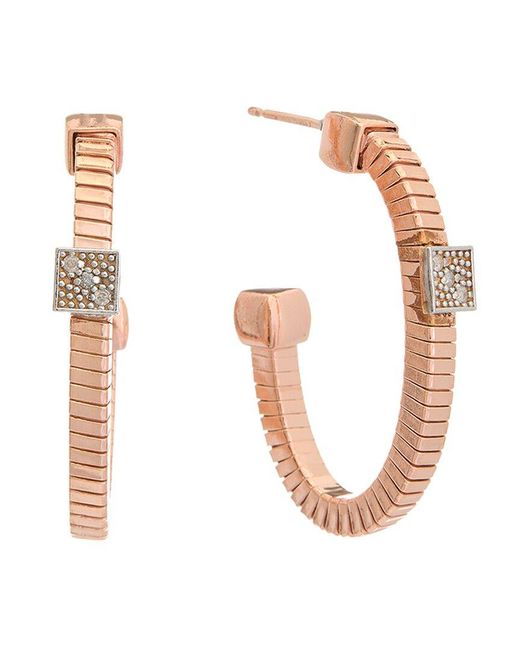 Meshmerise White 18k Gold Over Silver 0.06 Ct. Tw. Diamond Earrings