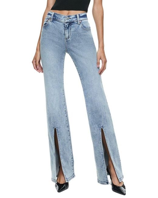 Alice + Olivia Blue Winslow Slim Fit Slit Jean