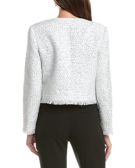 St. John Gray Crewneck Edge To Edge Jacket