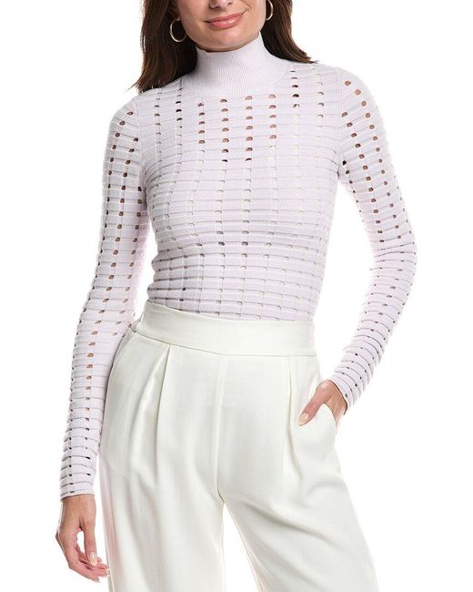 St. John White Pointelle Sweater