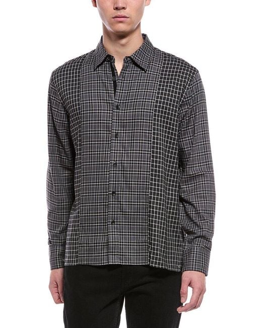 Rag & Bone Gray Dalton Flannel Patchwork Shirt for men