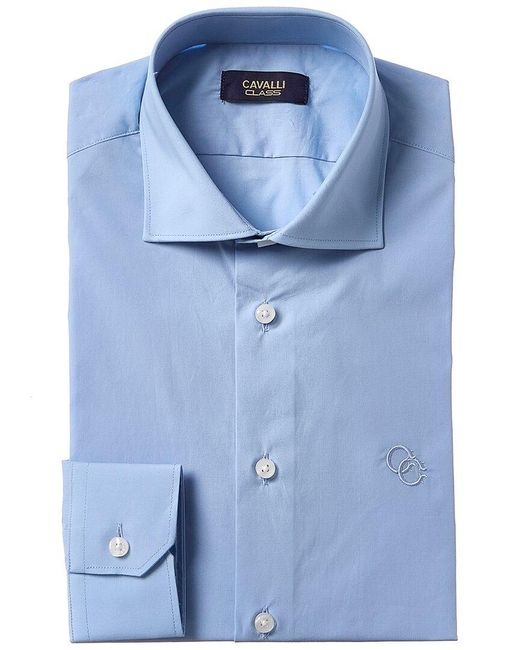 Class Roberto Cavalli Blue Comfort Fit Dress Shirt for men
