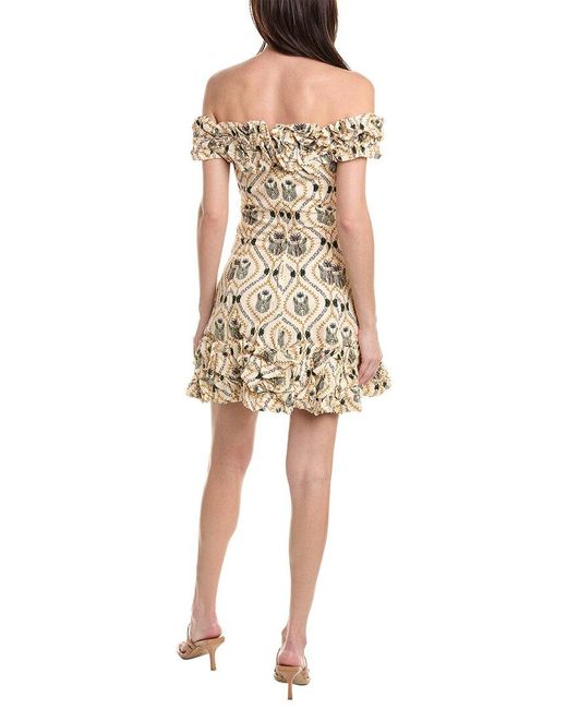 Agua Bendita Natural Off-the-shoulder Mini Dress