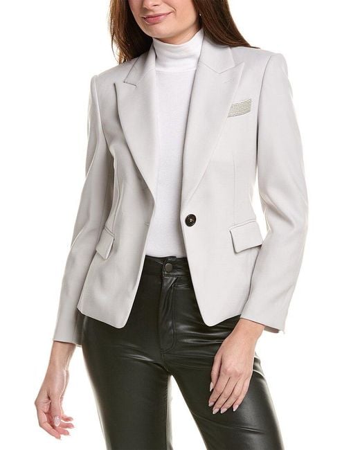 Brunello Cucinelli Gray Wool-blend Blazer