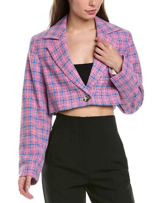 Ganni Purple Cropped Blazer