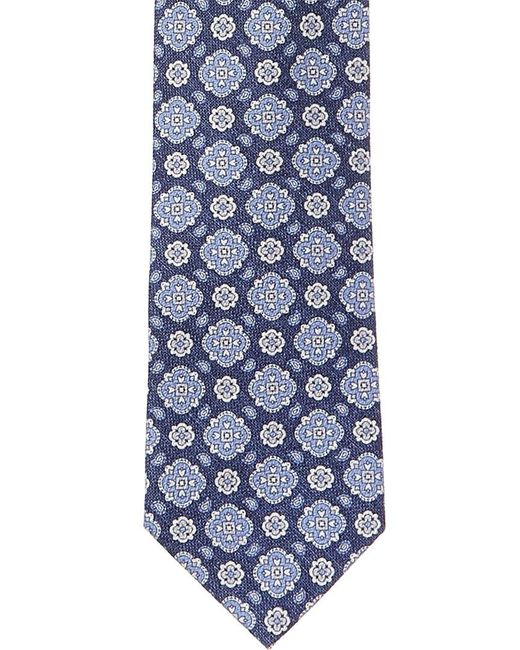 J.McLaughlin Blue Foulard Silk Print Tie for men