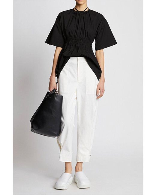 Proenza Schouler Black Poplin Drawstring Blouse