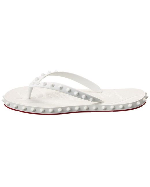 Christian Louboutin White Super Loubi Rubber Flip Flop
