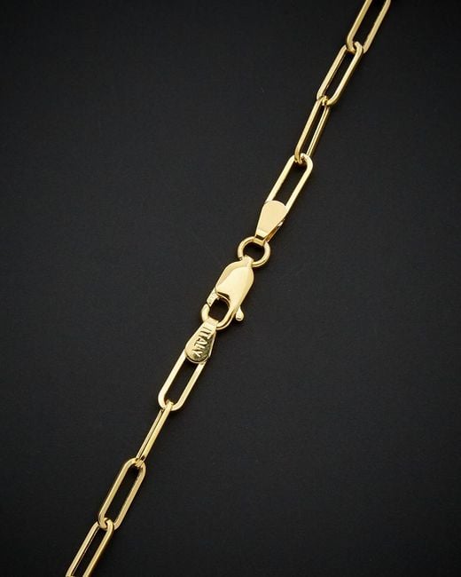 Italian Gold Black 14k Polished Paperclip Chain Necklace