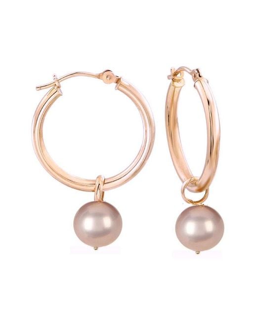 Liv Oliver White 18K Rose Plated 0.20 Ct. Tw. Gemstone 10Mm Shell Pearl Cz Drop Hoops